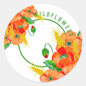 Wilde bloemen waterverf ronde sticker (Voorkant)