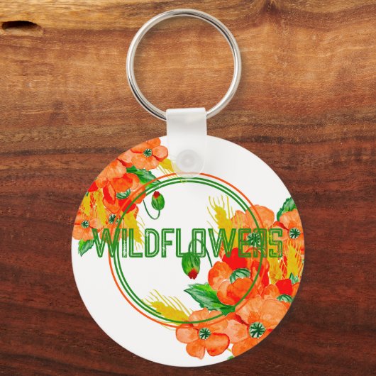 Wilde bloemen waterverf sleutelhanger (Voorkant)