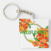 Wilde bloemen waterverf sleutelhanger (voorkant)