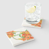 Wilde bloemen waterverf stenen onderzetter (Zijkant)