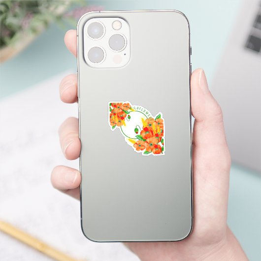 Wilde bloemen waterverf sticker (Telefoon)