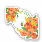 Wilde bloemen waterverf sticker (Voorkant)