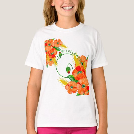 Wilde bloemen waterverf t-shirt (Voorkant)