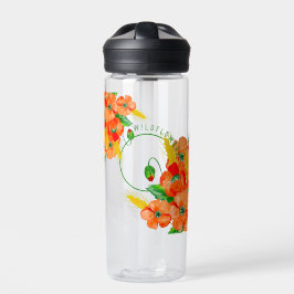 Wilde bloemen waterverf waterfles