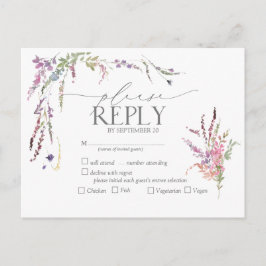Wilde bloemen Waterverf Wedding RSVP Uitnodiging Briefkaart
