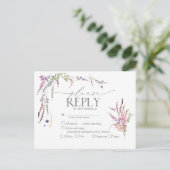 Wilde bloemen Waterverf Wedding RSVP Uitnodiging Briefkaart (Staand voorkant)