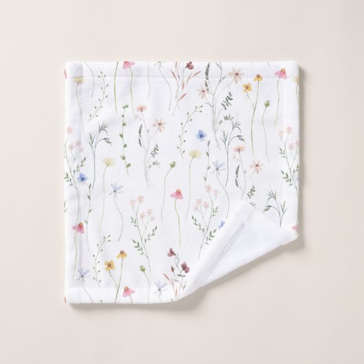 Wilde bloemen, waterverf weide bad handdoek (Wasdoekje)