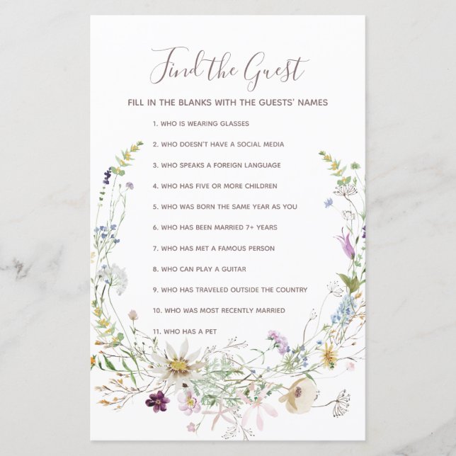 Wilde bloemen Waterverf Zoek het gastspel (Voorkant)