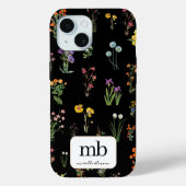 Wilde bloemen Waterverf Zwarte Botanische Bloemen Case-Mate iPhone Case (Achterkant)