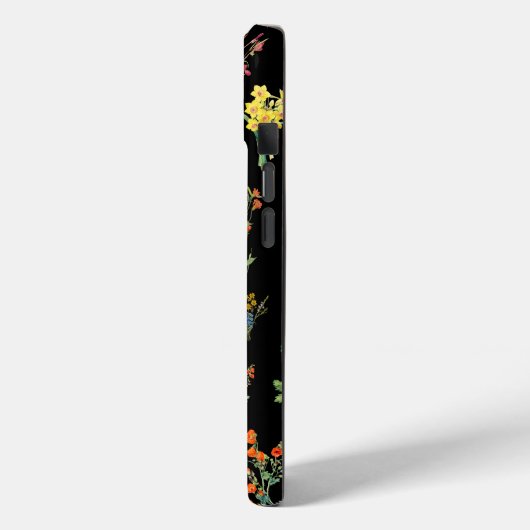 Wilde bloemen Waterverf Zwarte Botanische Bloemen Case-Mate iPhone Case (Achterkant / Links)