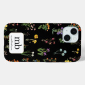 Wilde bloemen Waterverf Zwarte Botanische Bloemen Case-Mate iPhone Case (Achterkant (horizontaal))