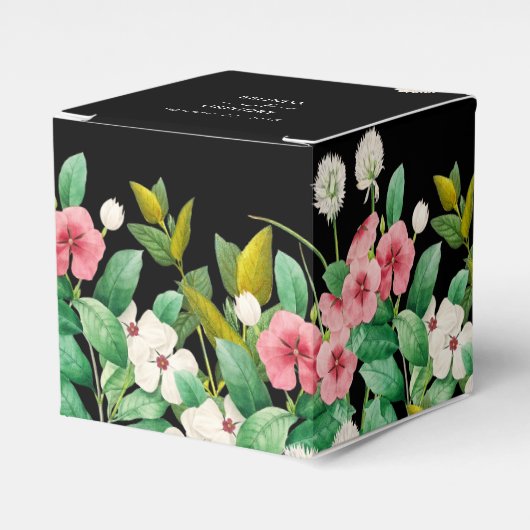 Wilde bloemen Waterverf Zwarte bruiloft Bedankdoosjes (Voorkant Zijde)