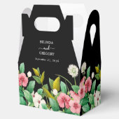 Wilde bloemen Waterverf Zwarte bruiloft Bedankdoosjes (Geopend)