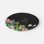 Wilde bloemen Waterverf Zwarte bruiloft Papieren Bordje (Gekanteld)