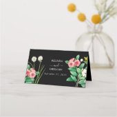 Wilde bloemen Waterverf Zwarte bruiloft Plaatskaartje (Achterkant)