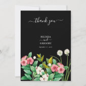 Wilde bloemen Waterverf Zwarte bruiloft Save The Date (Voorkant)