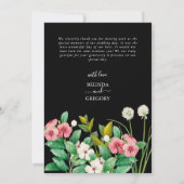 Wilde bloemen Waterverf Zwarte bruiloft Save The Date (Achterkant)