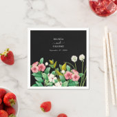 Wilde bloemen Waterverf Zwarte bruiloft Servet (Insitu)
