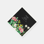 Wilde bloemen Waterverf Zwarte bruiloft Servet (Hoek)