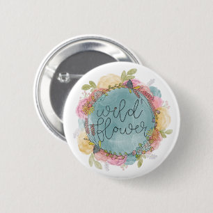 Wilde bloemen, weesmeel ronde button 5,7 cm