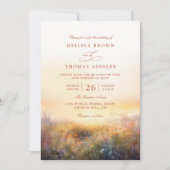 Wilde Bloemen Weide Aardse Elegante QR Code Bruilo Kaart (Voorkant)