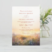 Wilde Bloemen Weide Aardse Elegante QR Code Bruilo Kaart (Staand voorkant)