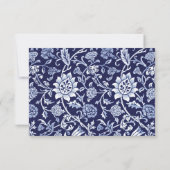 Wilde Bloemen Weide Blauw Indigo Patroon Bruiloft RSVP Kaartje (Achterkant)