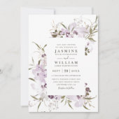 Wilde Bloemen Weide Elegante Moderne QR Code Trouw Kaart (Voorkant)