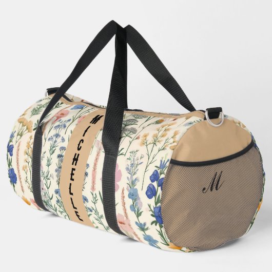 Wilde bloemen weide groen loof bloemen reizen plunjezak (Rechterhoek)