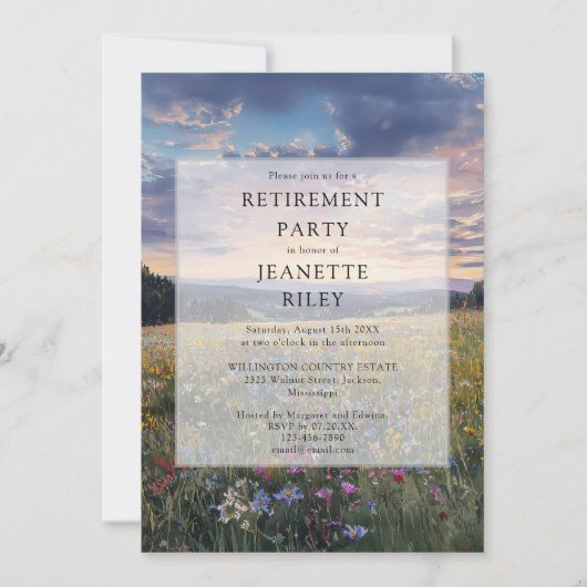 Wilde Bloemen Weide Pensioenfeest Kaart (Voorkant)