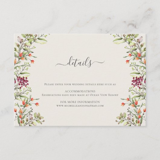 Wilde Bloemen Weide Trouwkaart Enclosure Kaart (Voorkant)