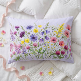 Wilde bloemen weide waterverf accent kussen