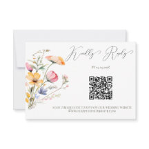 Wilde Bloemen Weide Waterverf Bruiloft QR Code