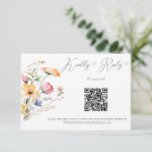Wilde Bloemen Weide Waterverf Bruiloft QR Code RSVP Kaartje (Staand voorkant)