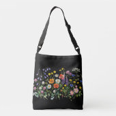 Wilde bloemen weide waterverf. crossbody tas (Achterkant)