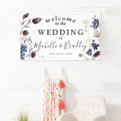 Wilde bloemen 'Welkom bij' Chic Boho Bruiloft Spandoek (Insitu)