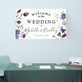 Wilde bloemen 'Welkom bij' Chic Boho Bruiloft Spandoek (Beurs)