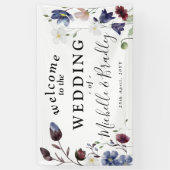 Wilde bloemen 'Welkom bij' Chic Boho Bruiloft Spandoek (Verticaal)