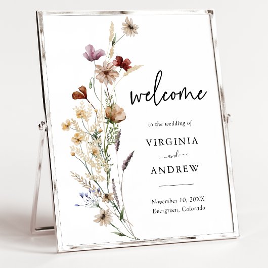 Wilde Bloemen Welkom Trouwposter Poster