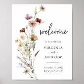 Wilde Bloemen Welkom Trouwposter Poster (Voorkant)