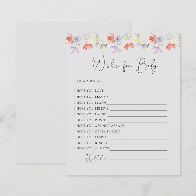 Wilde bloemen wensen voor baby (Voorkant / Achterkant)