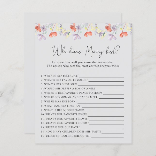 Wilde bloemen Wie kent mama het beste (Voorkant / Achterkant)