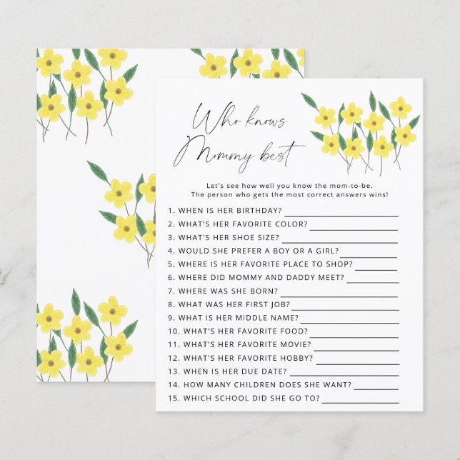 Wilde bloemen Wie kent mama het beste spel (Voorkant / Achterkant)