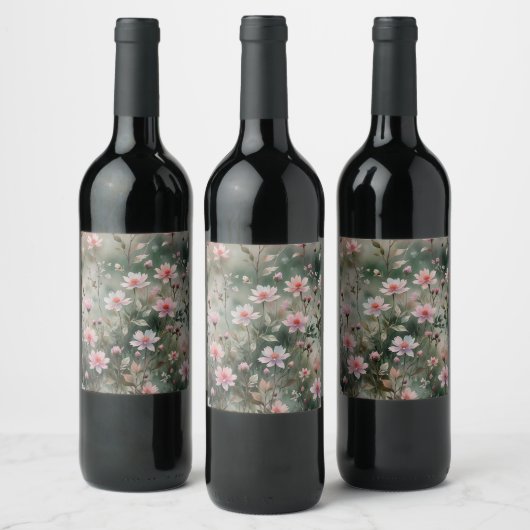 wilde bloemen wijn etiket (Flessen)