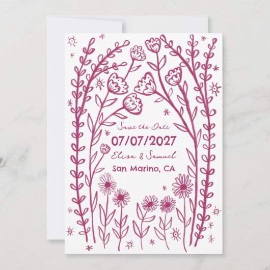 Wilde Bloemen Wijnranken Trouw Save the Date Aange (Voorkant)