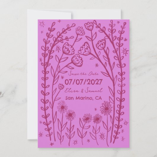 Wilde Bloemen Wijnstok Bruiloft Bewaar de Datum Aa Save The Date (Voorkant)
