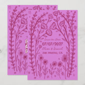Wilde Bloemen Wijnstok Bruiloft Bewaar de Datum Aa Save The Date (Voorkant / Achterkant)
