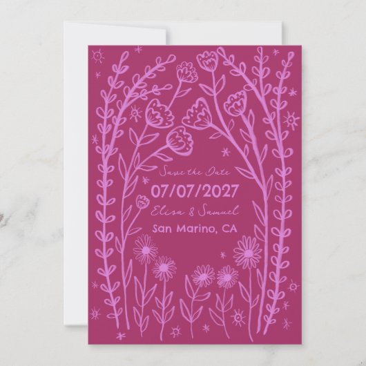 Wilde Bloemen Wijnstok Bruiloft Bewaar de Datum Aa Save The Date (Voorkant)