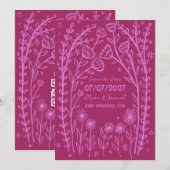 Wilde Bloemen Wijnstok Bruiloft Bewaar de Datum Aa Save The Date (Voorkant / Achterkant)