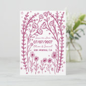 Wilde Bloemen Wijnstok Bruiloft Save the Date Aang (Staand voorkant)
